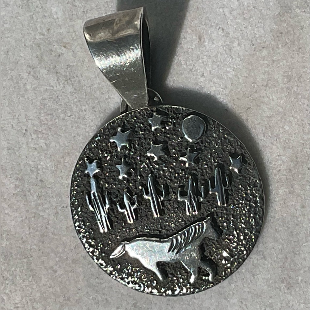 Zuni Desert Horse @ Night Sterling Silver Pendant